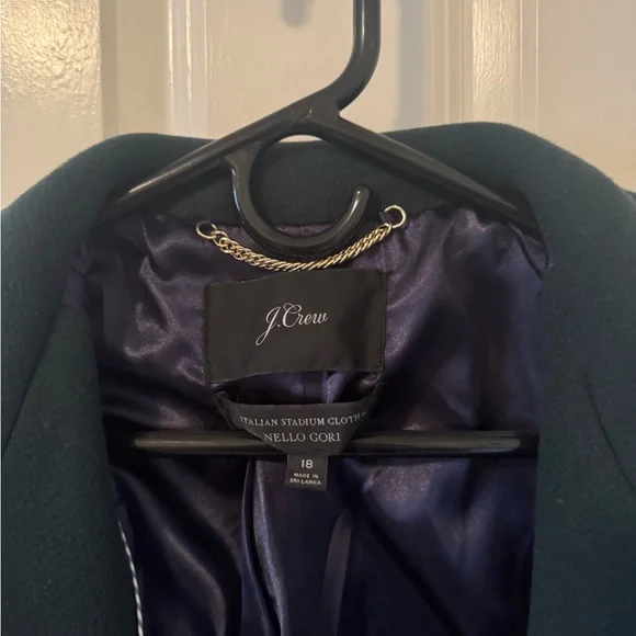 J. Crew Women’s Dark Green Pea Coat with Gold Zipper - Picture 2 of 6